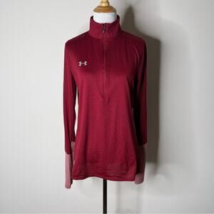 Under Armour Maroon Locker 1/2 Zip Long Sleeve Top